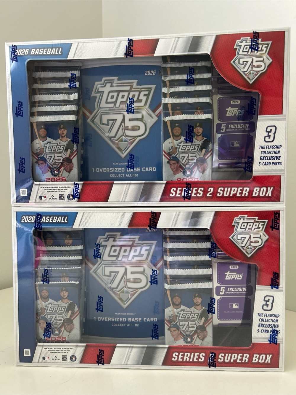2 Topps 75 Series Collectibles Baseball Carda Bundle Blue, Red, White Sealed